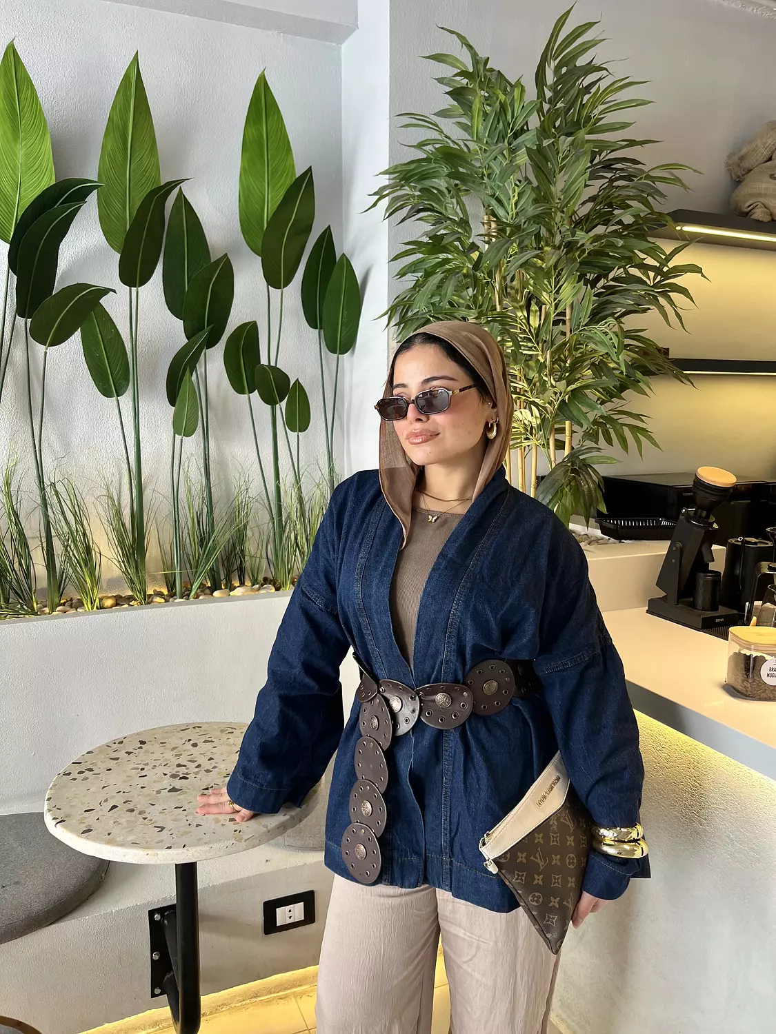 denim kimono wrap jacket hover image