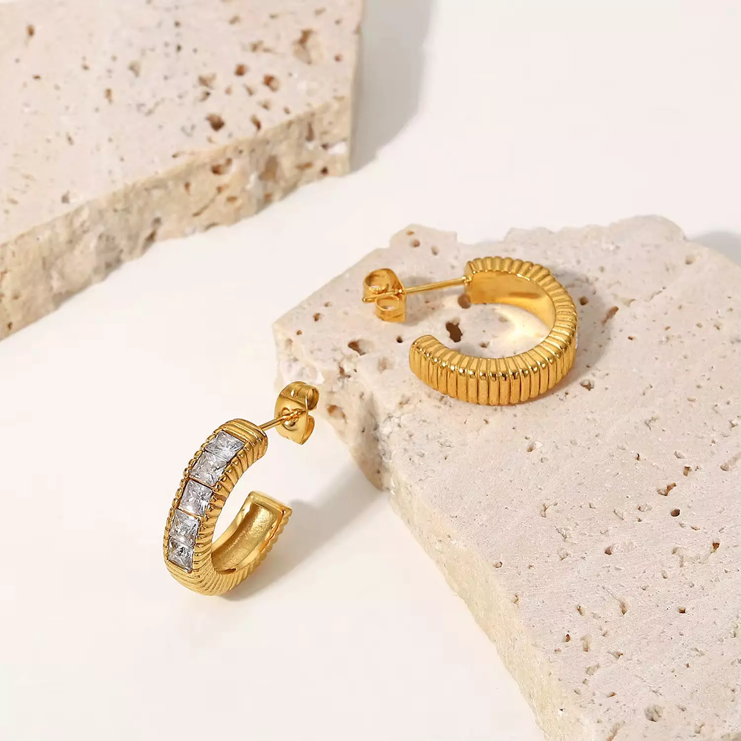 Bling square cubic inlaid earrings  hover image