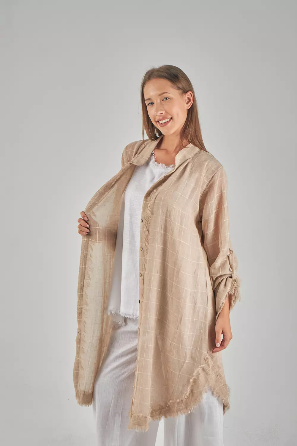 Mesh Linen Mint Shirt  hover image