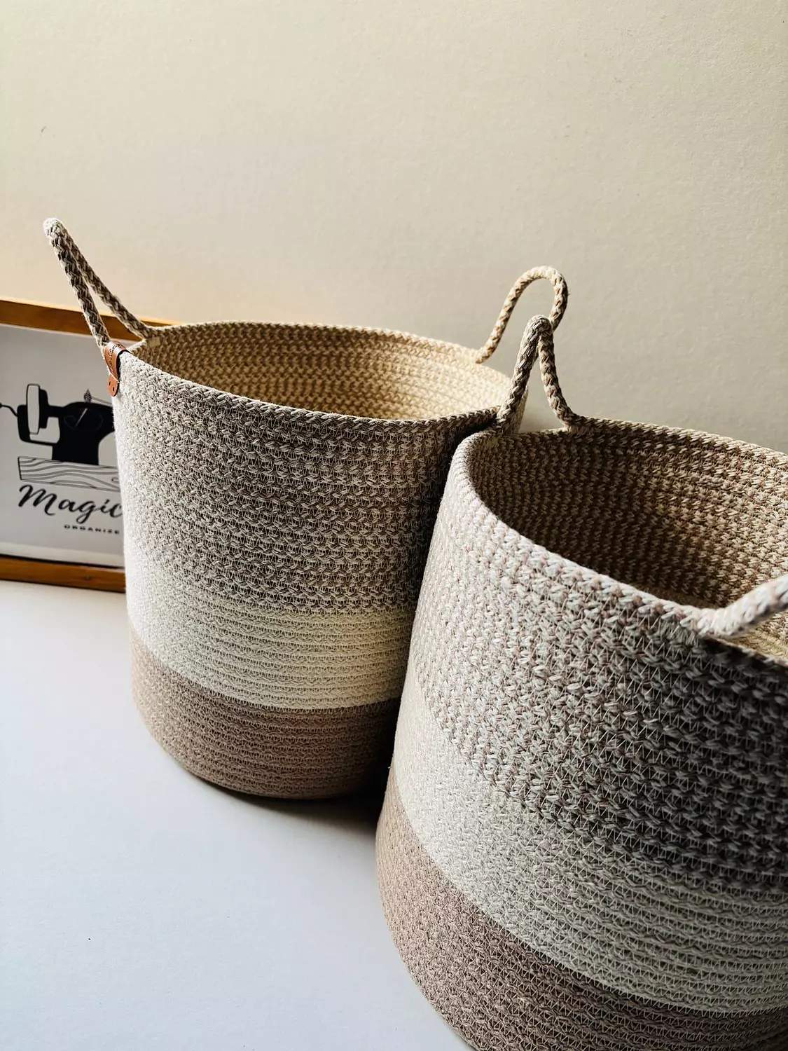 Boho basket with handle  image