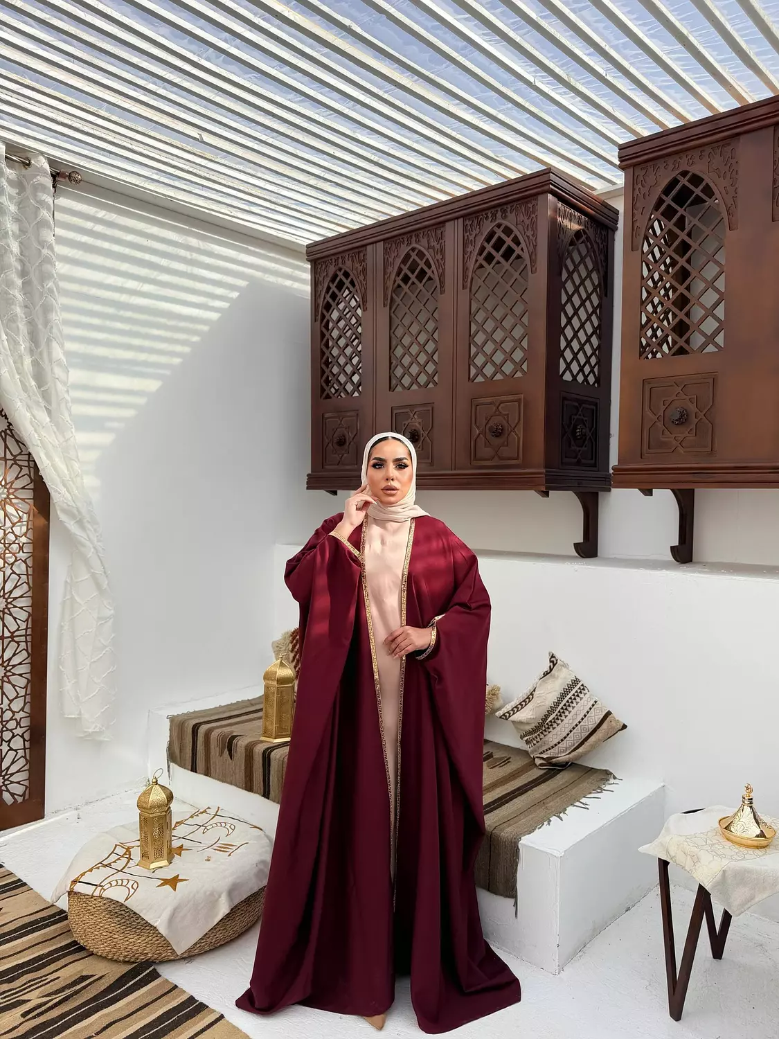 The Mawada Kuftan In Burgundy  image