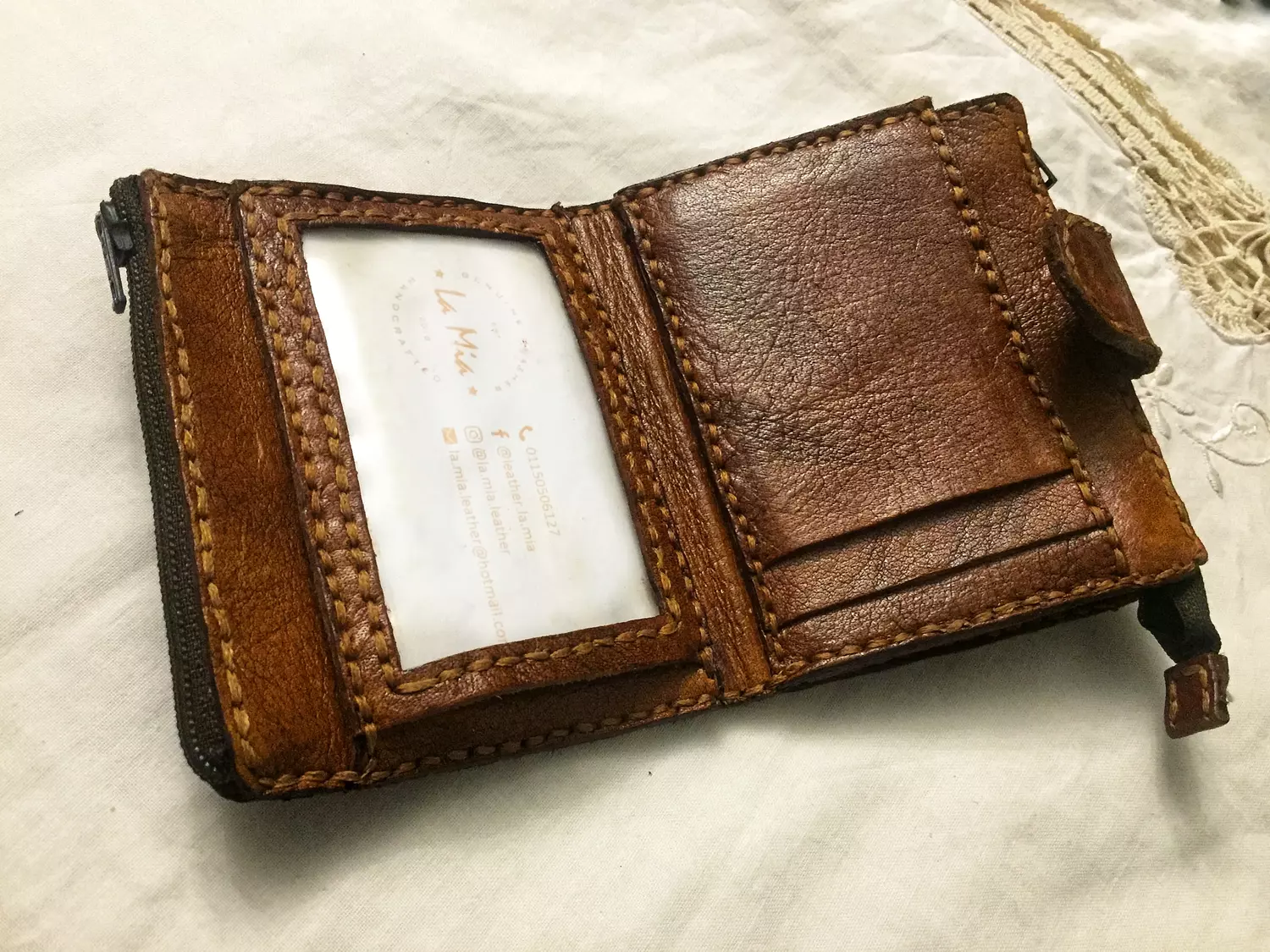 Tooled flowers leather wallet -flap closure 3