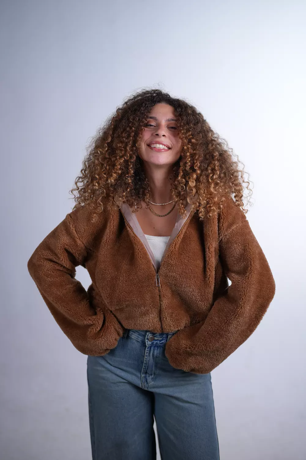 Camel Faux Fur Jacket 2