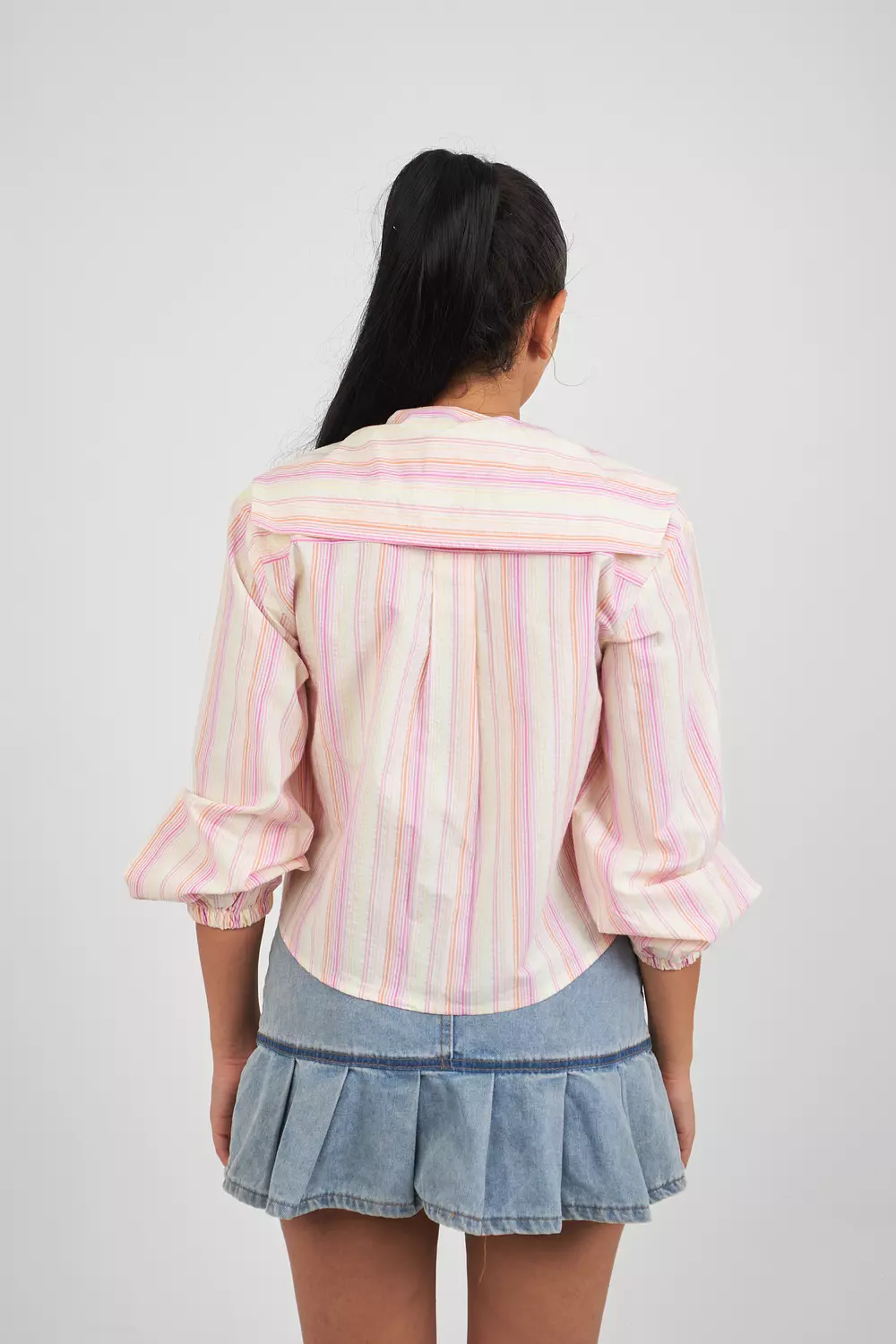 Blue-Vanilla Pan Collar Shirt  7
