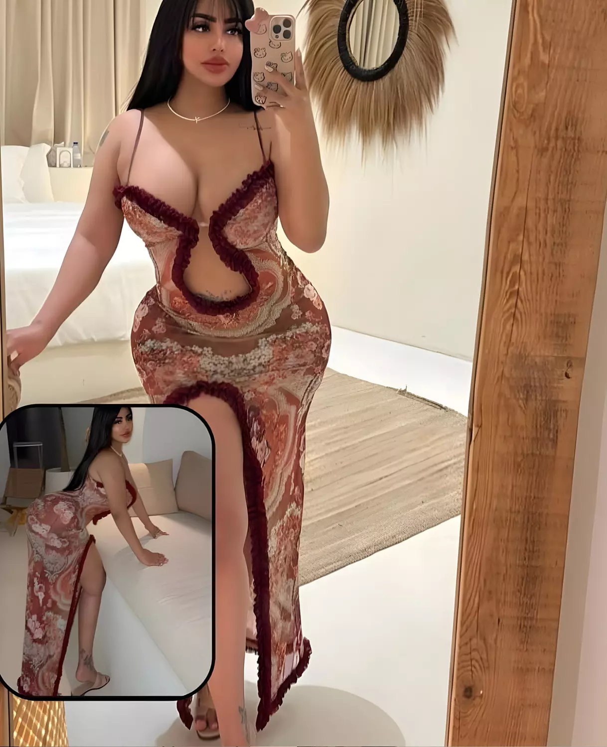 Floral Mesh Cut-Out Maxi Dress image