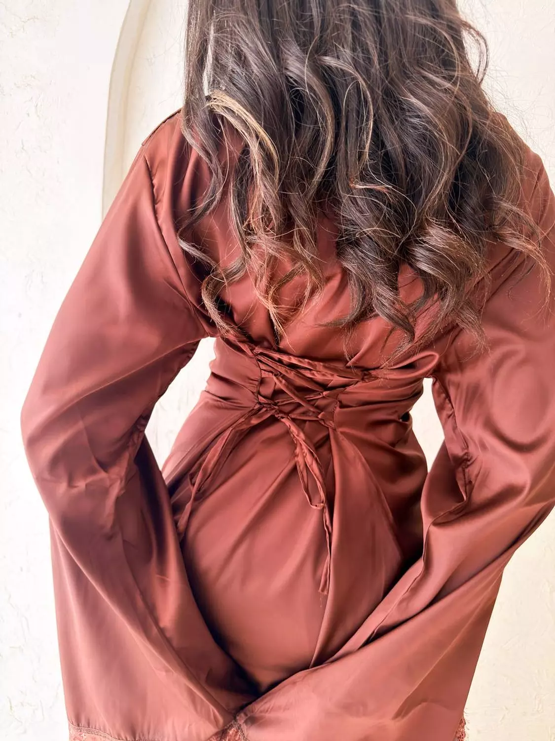 Lace-trim satin blouse 7