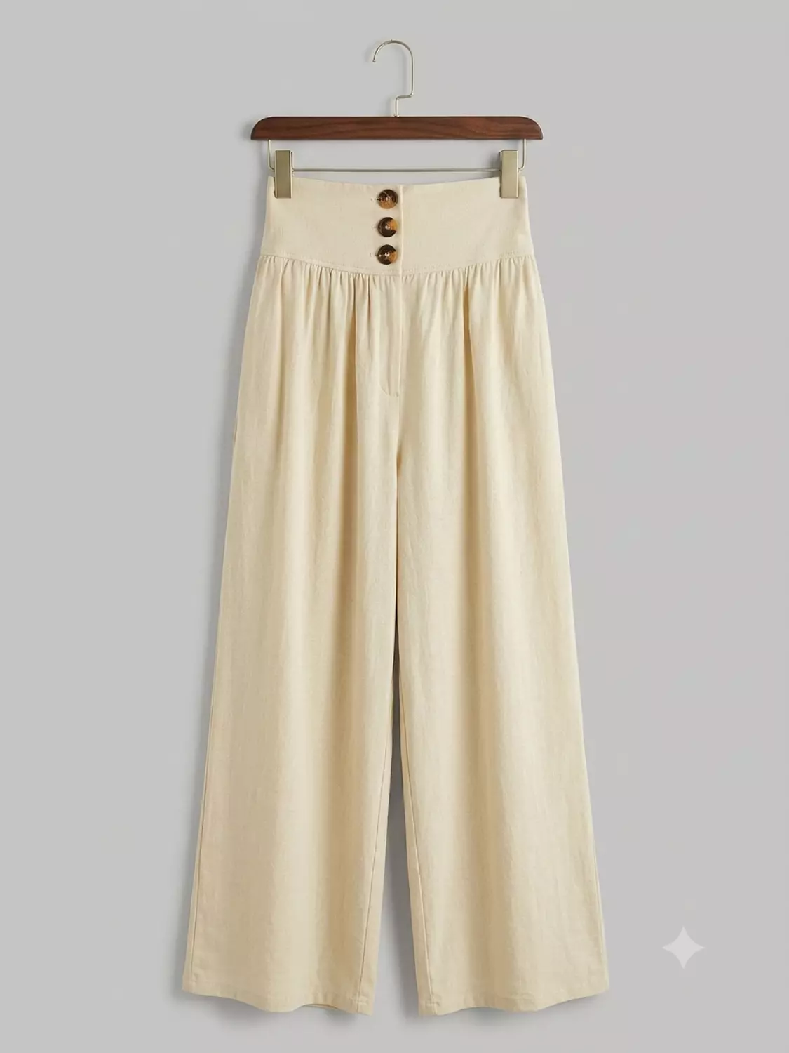 Buttoned High-Waisted Linen Pants image