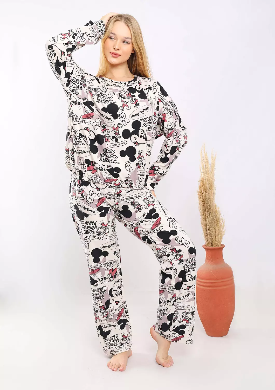 C354 mickey comics loose fit long sleeves pj set  2