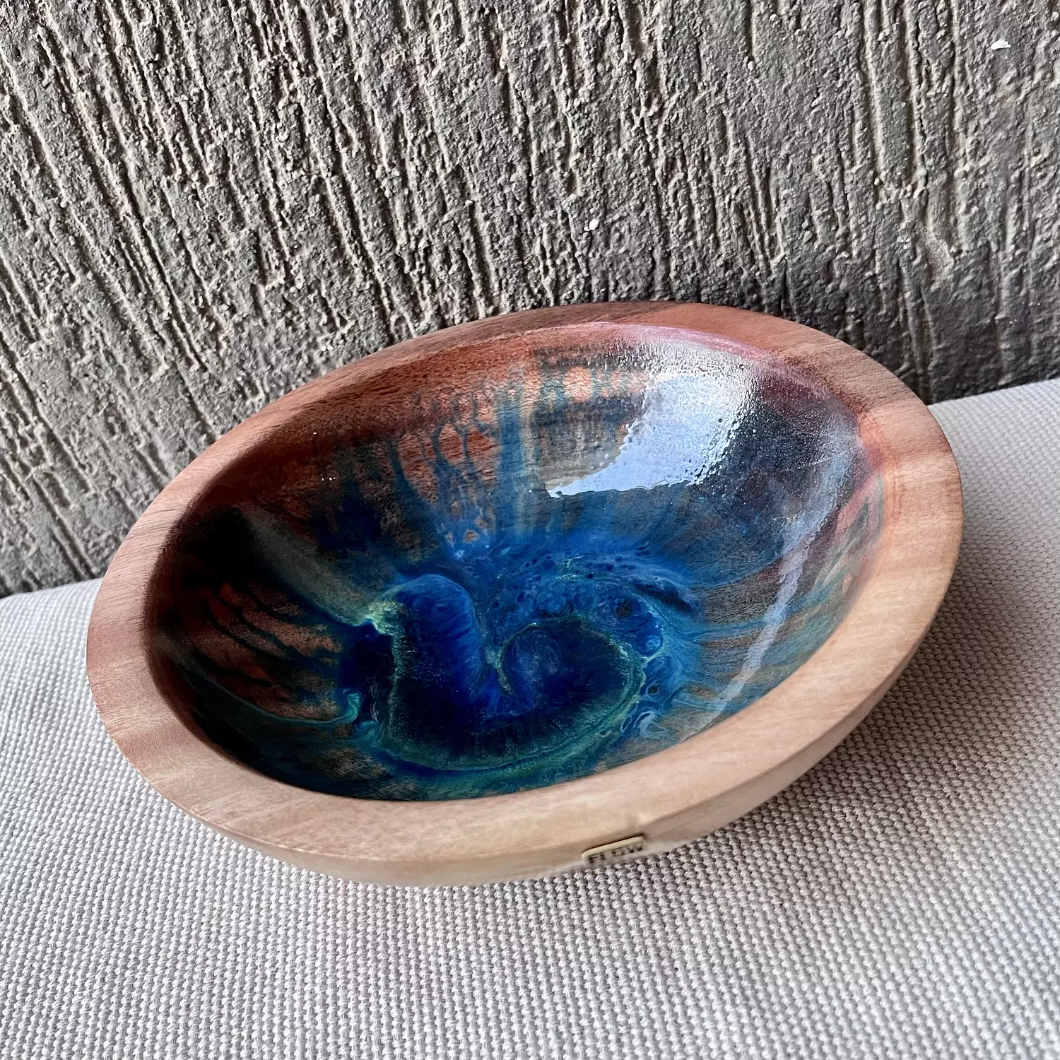 Blue| Green Wood Bowl hover image
