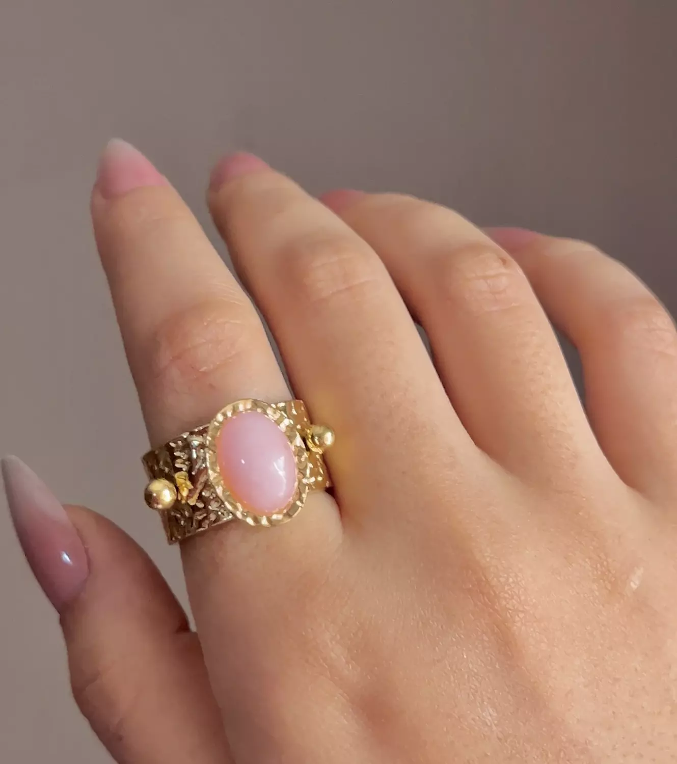 Chunky pink stone ring image