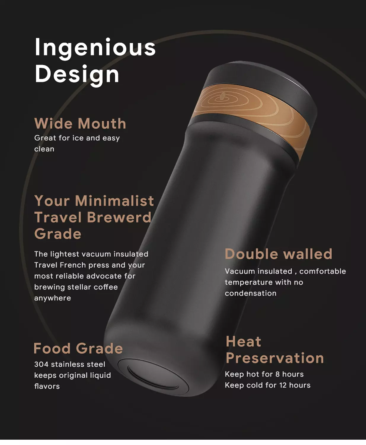 iCafilas Travel Stainless Steel Isolated French Press Coffee Mug 5
