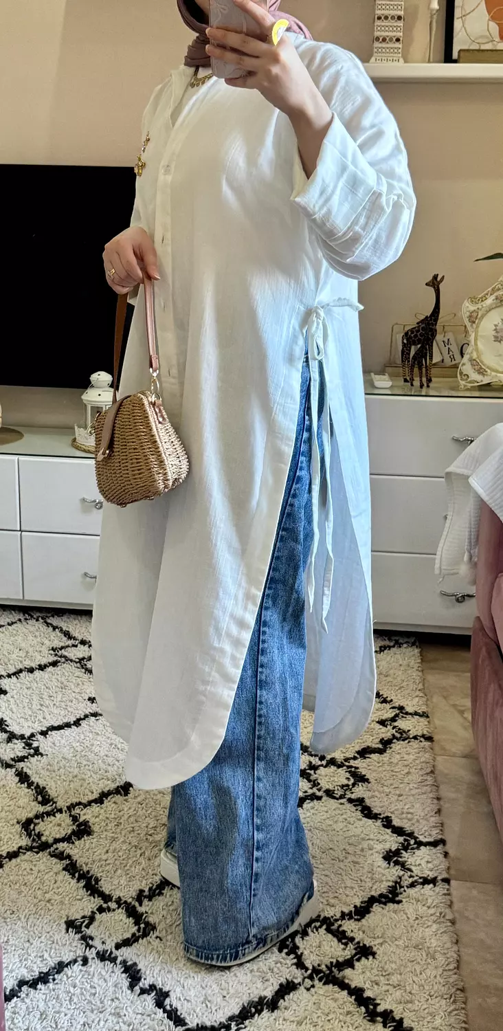 Lina Shirt Dress in off-white  2