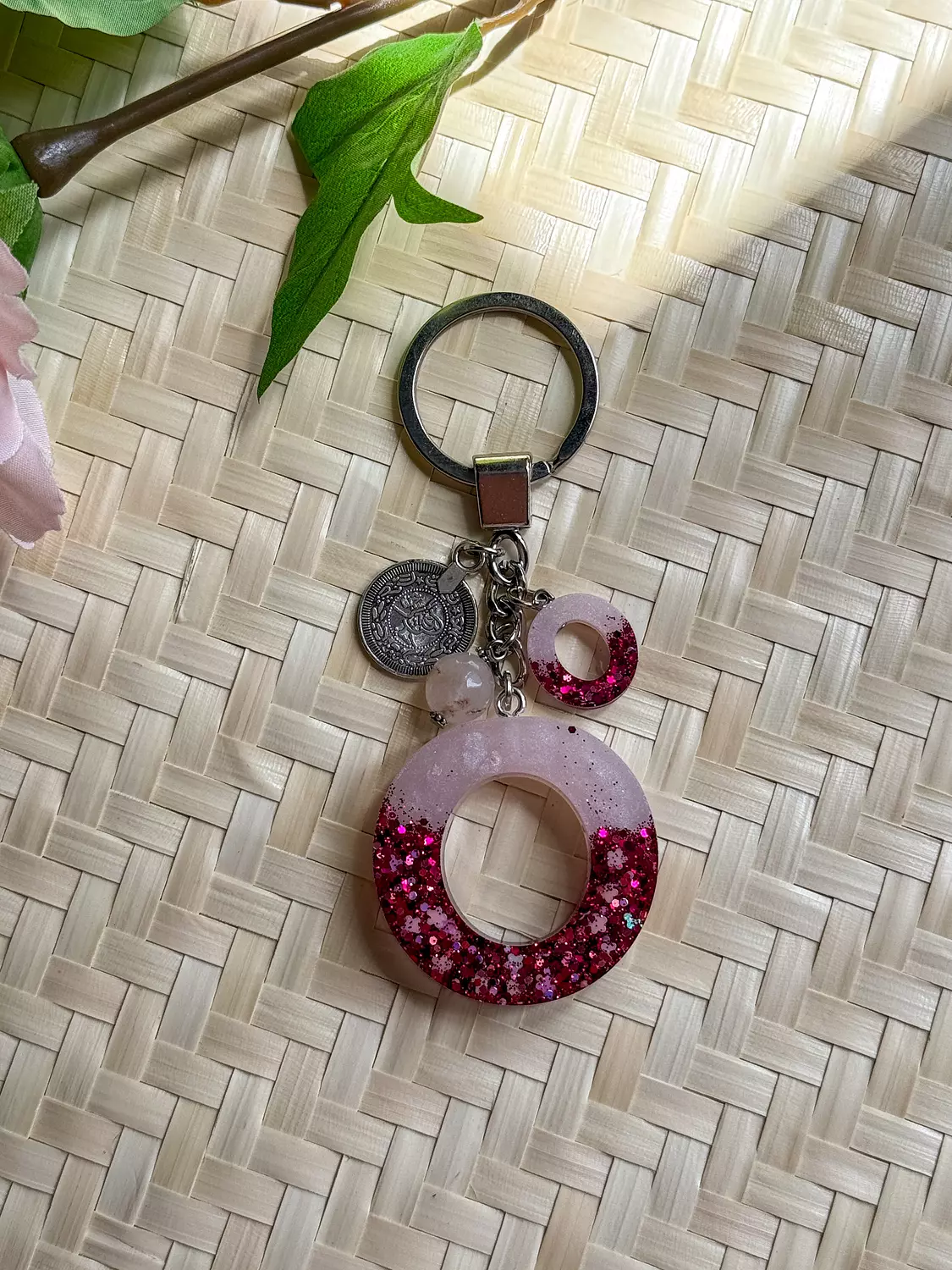 Resin Letters Keychain ( Glitter Pink ) "By Order"  12