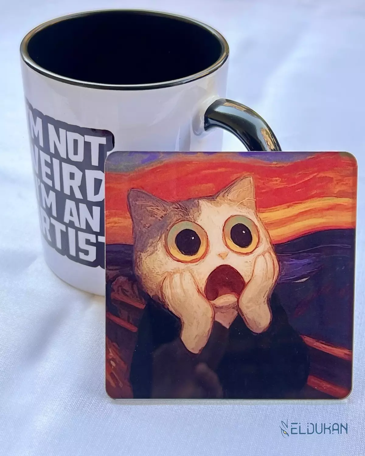 screaming cat acrylic coaster image