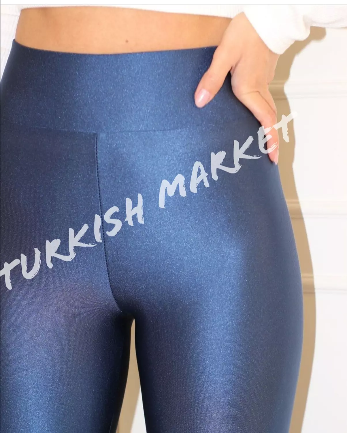 Indigo blue metallic legging  hover image