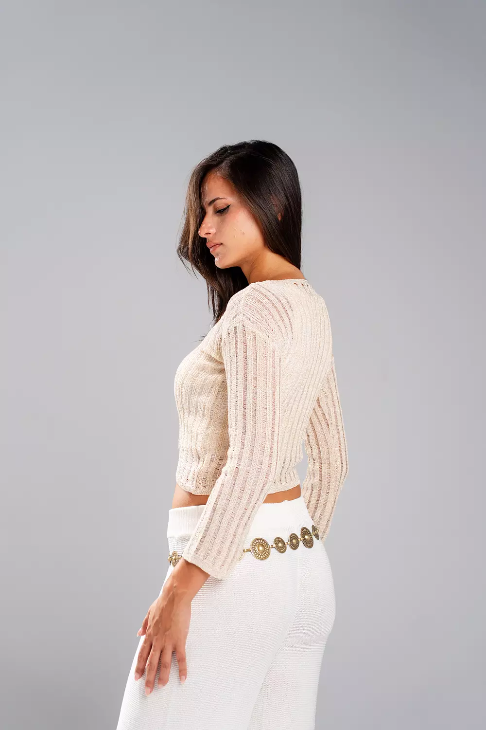 Golden Threads V2 Knit Gold Crop Top hover image