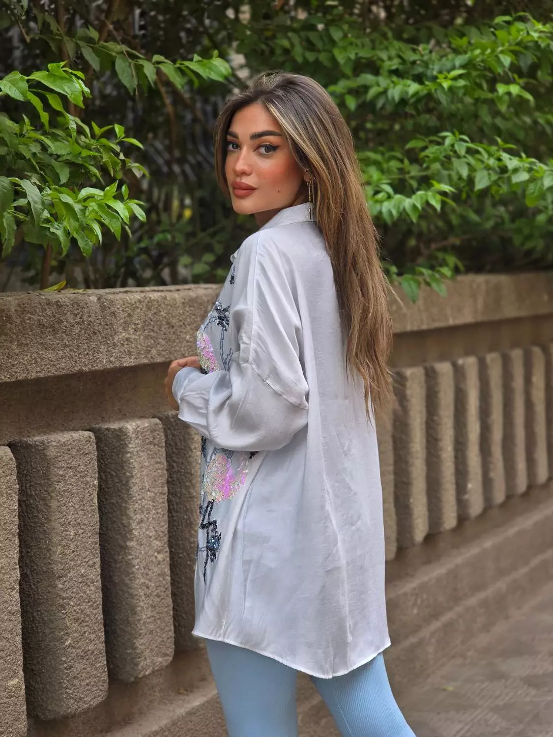 White Embroidery Flamingo Shirts 2