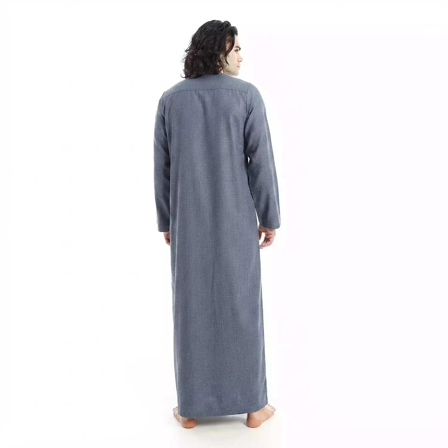 Men Galabeya Long Sleeves - Linen - 2326 - Grey (1) 4