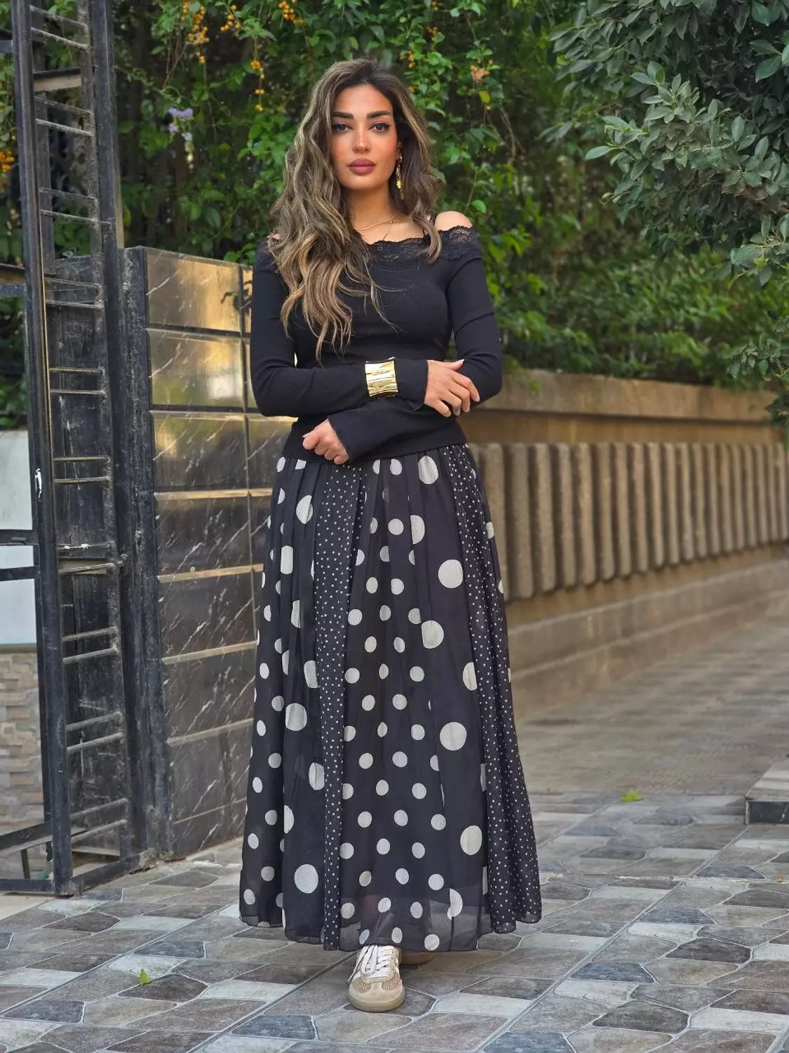 Black multisize polka dot skirt 3