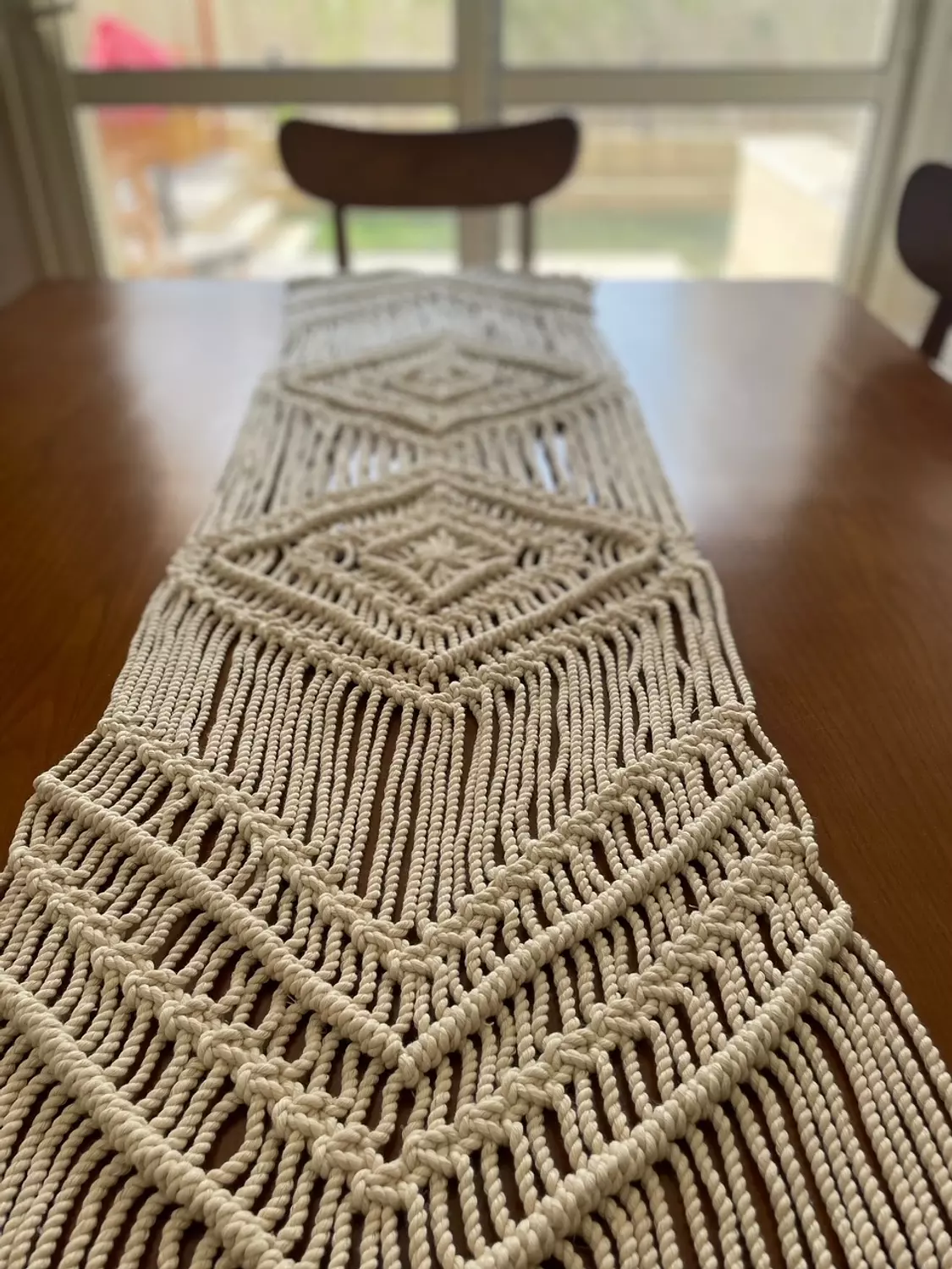 Cotton Macrame Double Diamond Runner    1