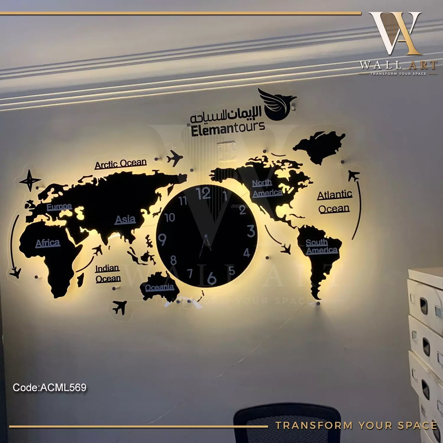 ACML569-Lighted Acrylic Mirror World Map  3
