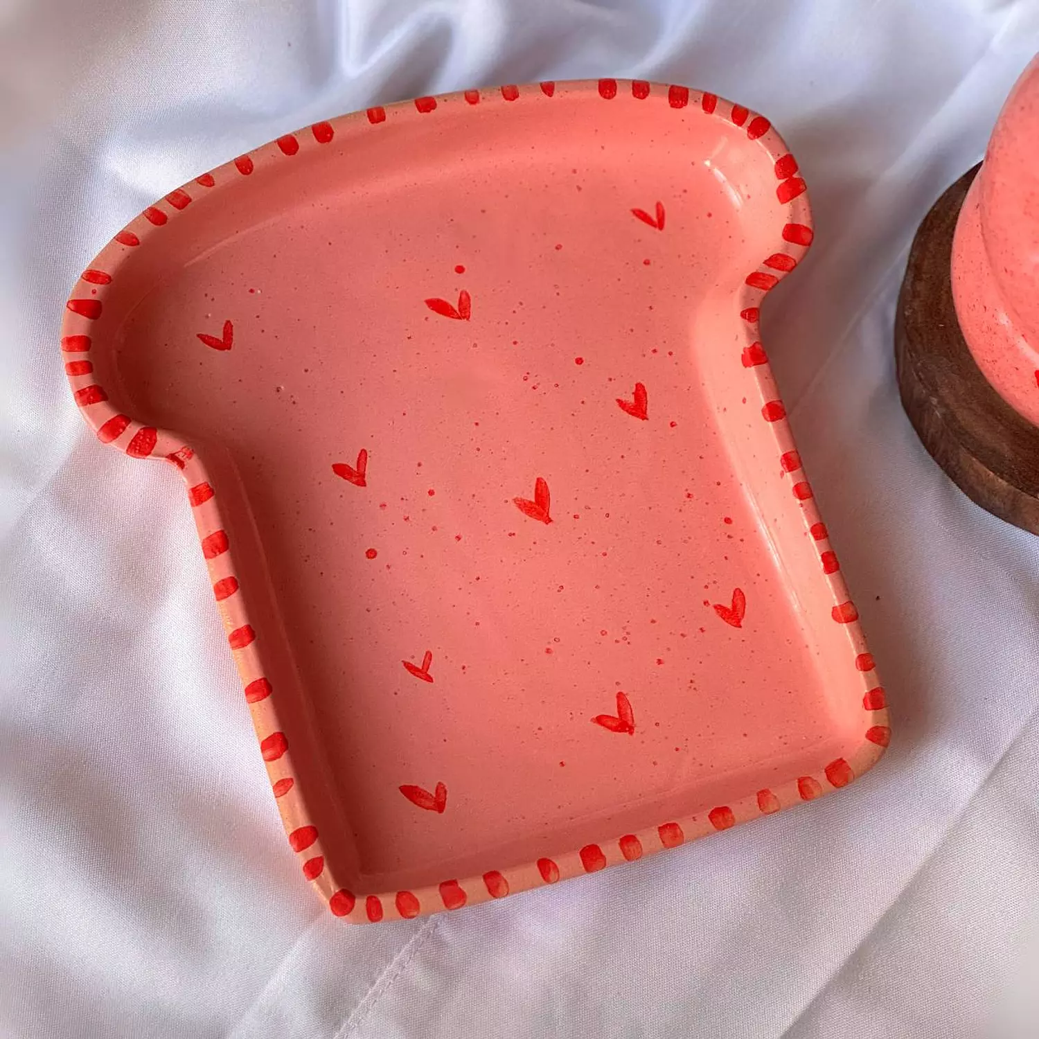 Pink Hearts toast plate image