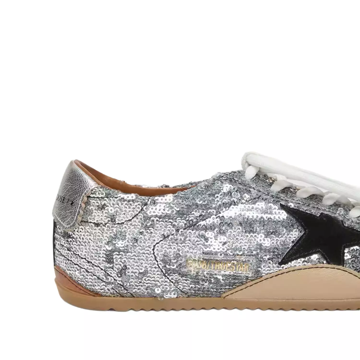 Golden Goose True-Star Sneakers in Silver Sequin with Black Star 3