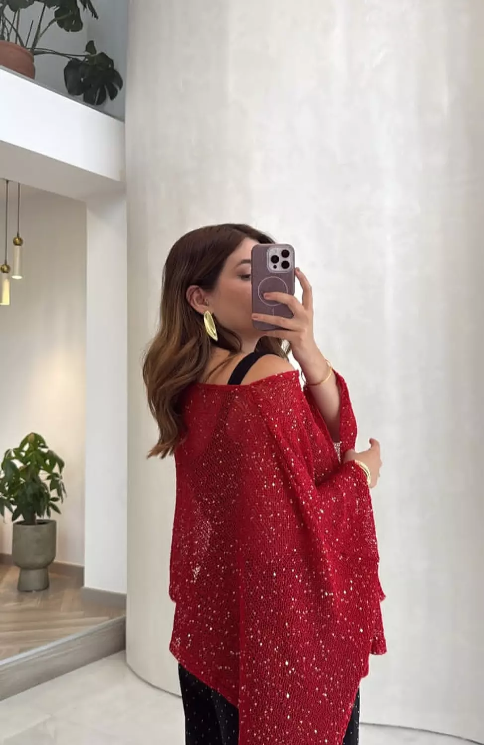 Red glittery Poncho  4