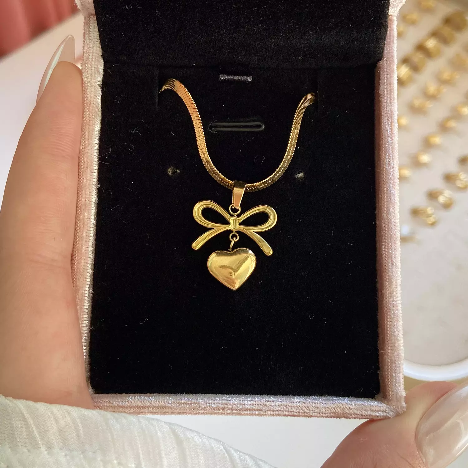 Heart and Bow Stainless Steel Necklace🎀✨ image