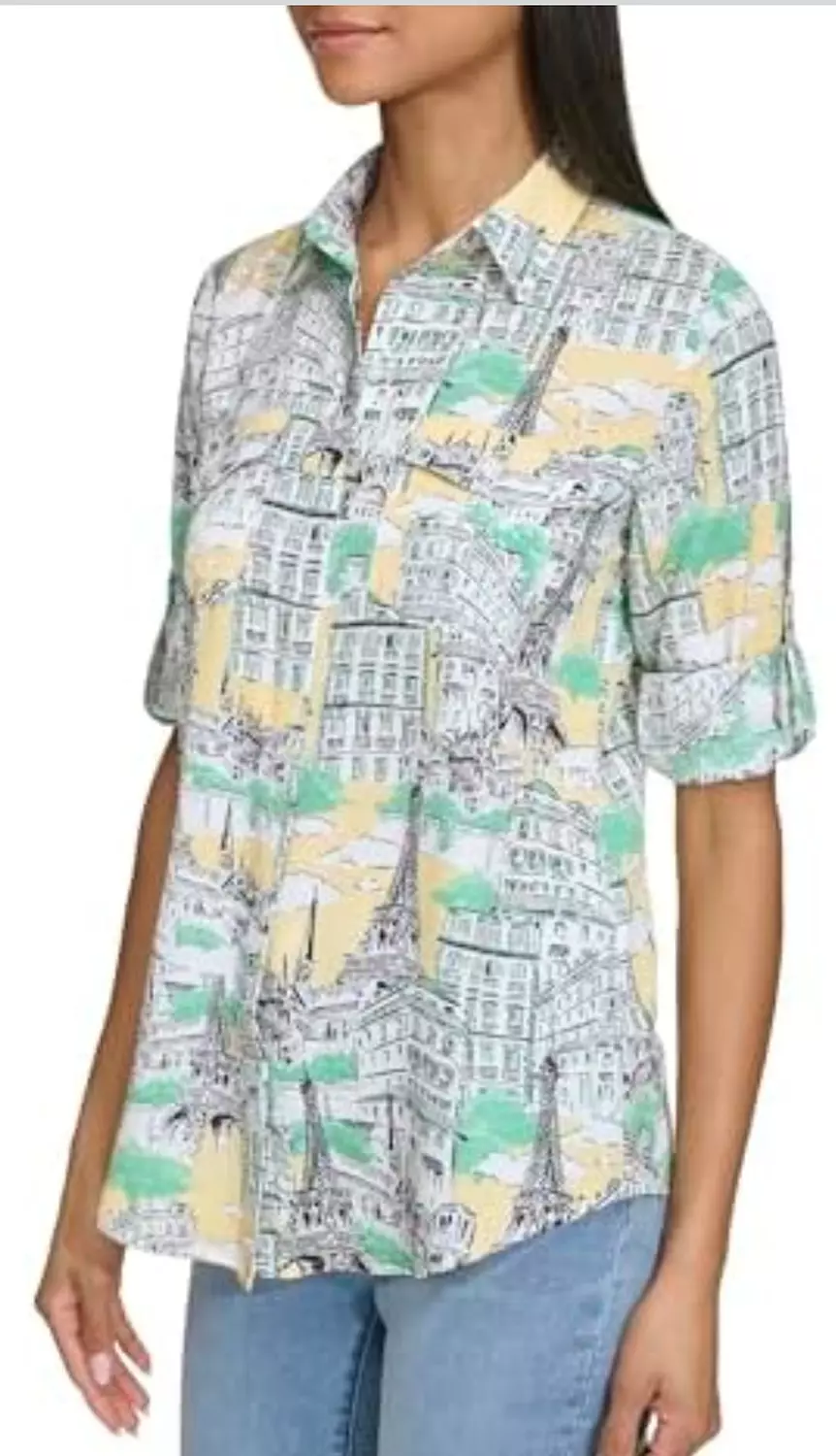 KARL Lagerfeld long-sleeve button-up blouse featuring a modern tailored fit. 3