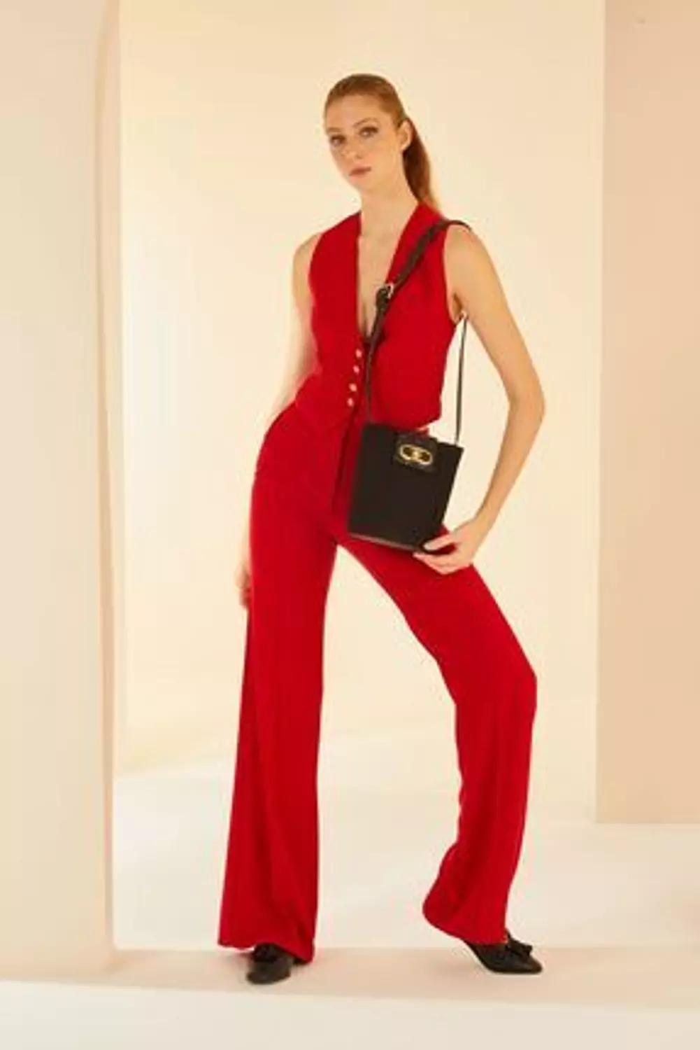 Pierre Cardin Black Crossbody Bag with Gold Clasp image