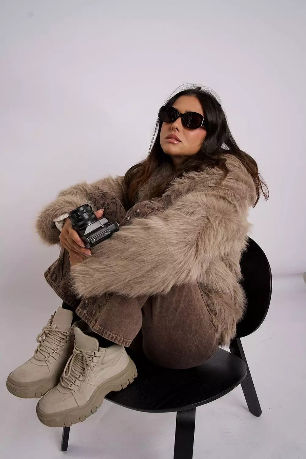 Imported fur jacket with elegant collar  22