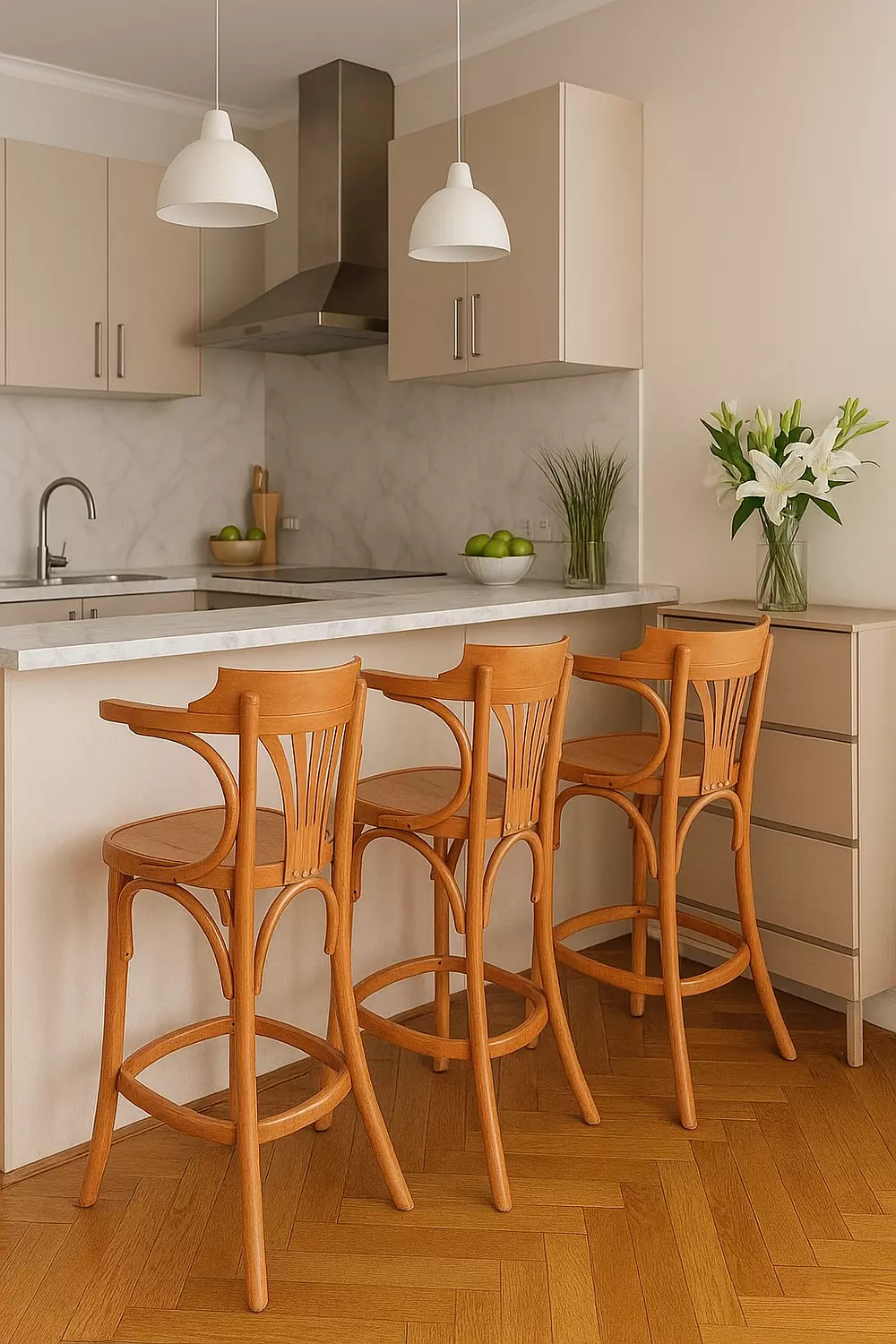 Beech Wood Bar Stool with Armrests image