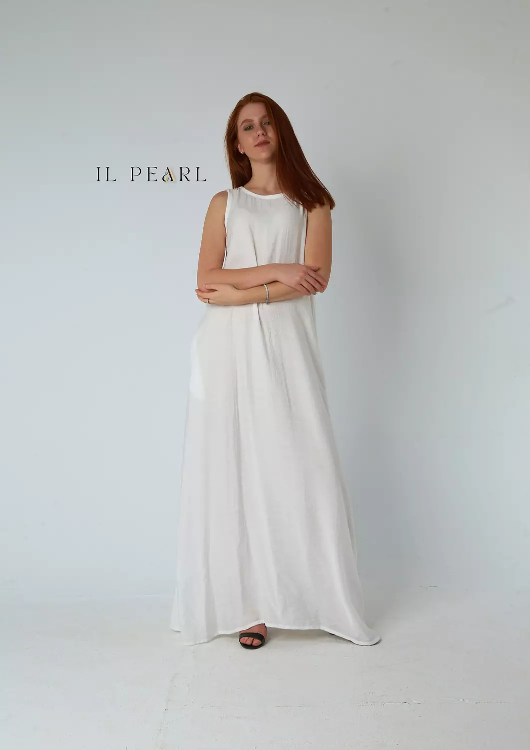 Basic Soft Linen Dress - White 2
