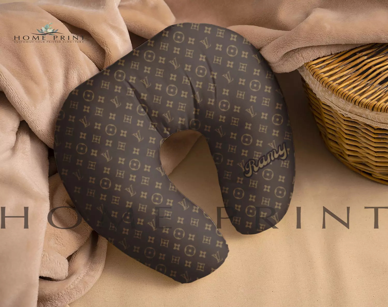 Velvet Neck Pillow - Louis Vuitton Logo  image