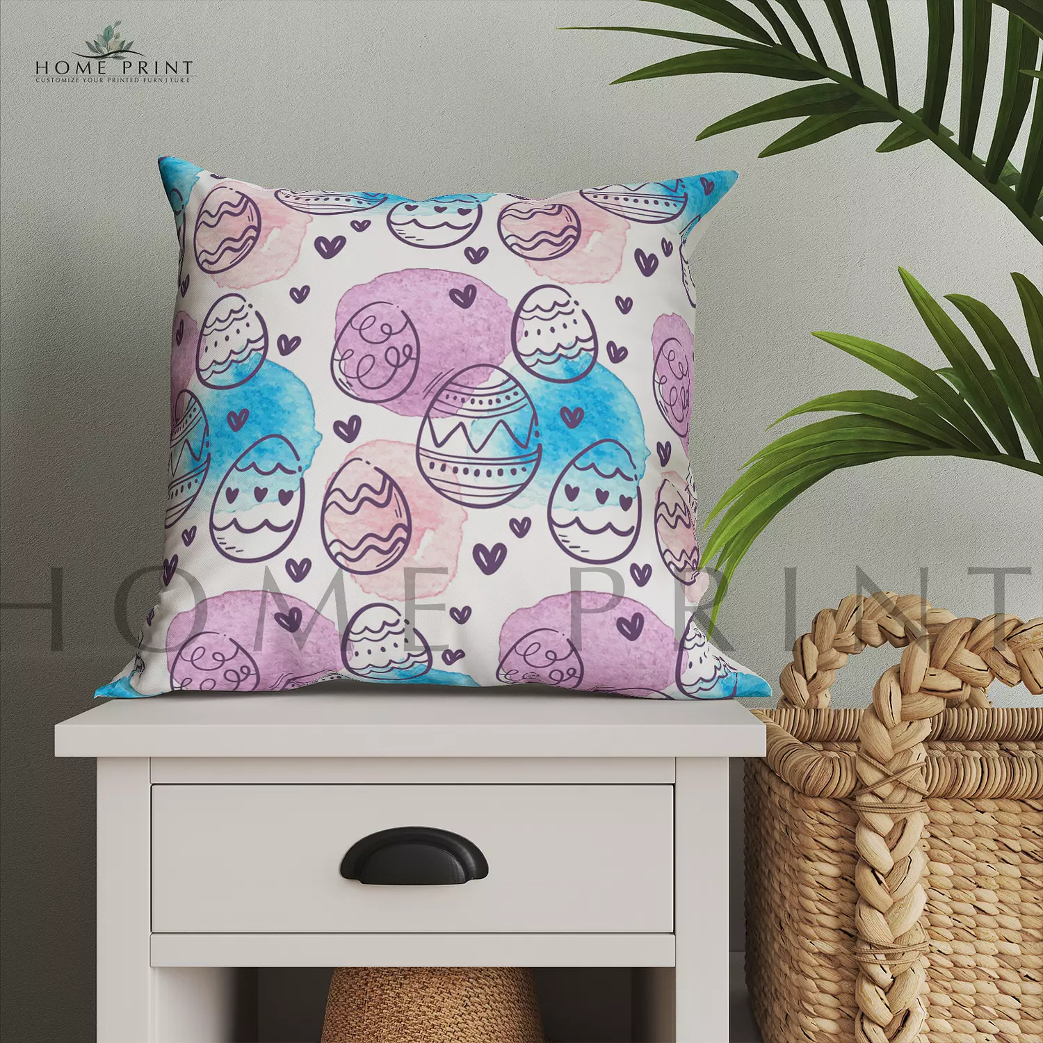 Easter Cushion - Easter eggs and Hearst - Multi Color  image