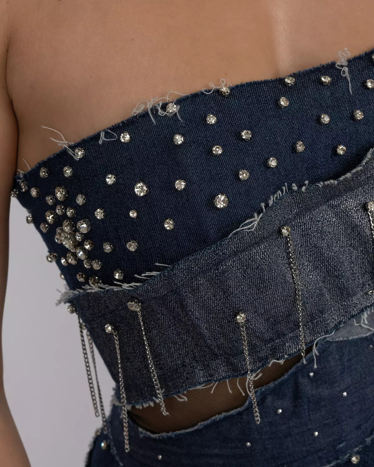 Denim Patchwork Mini Dress 5