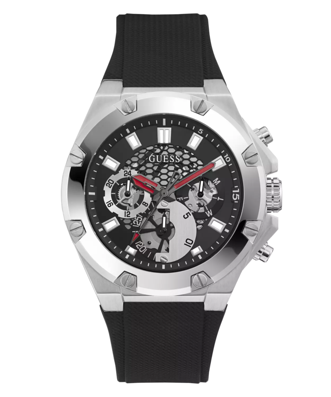 GUESS GW0334G1 Men's  Watch Silver Tone Silicone Strap image