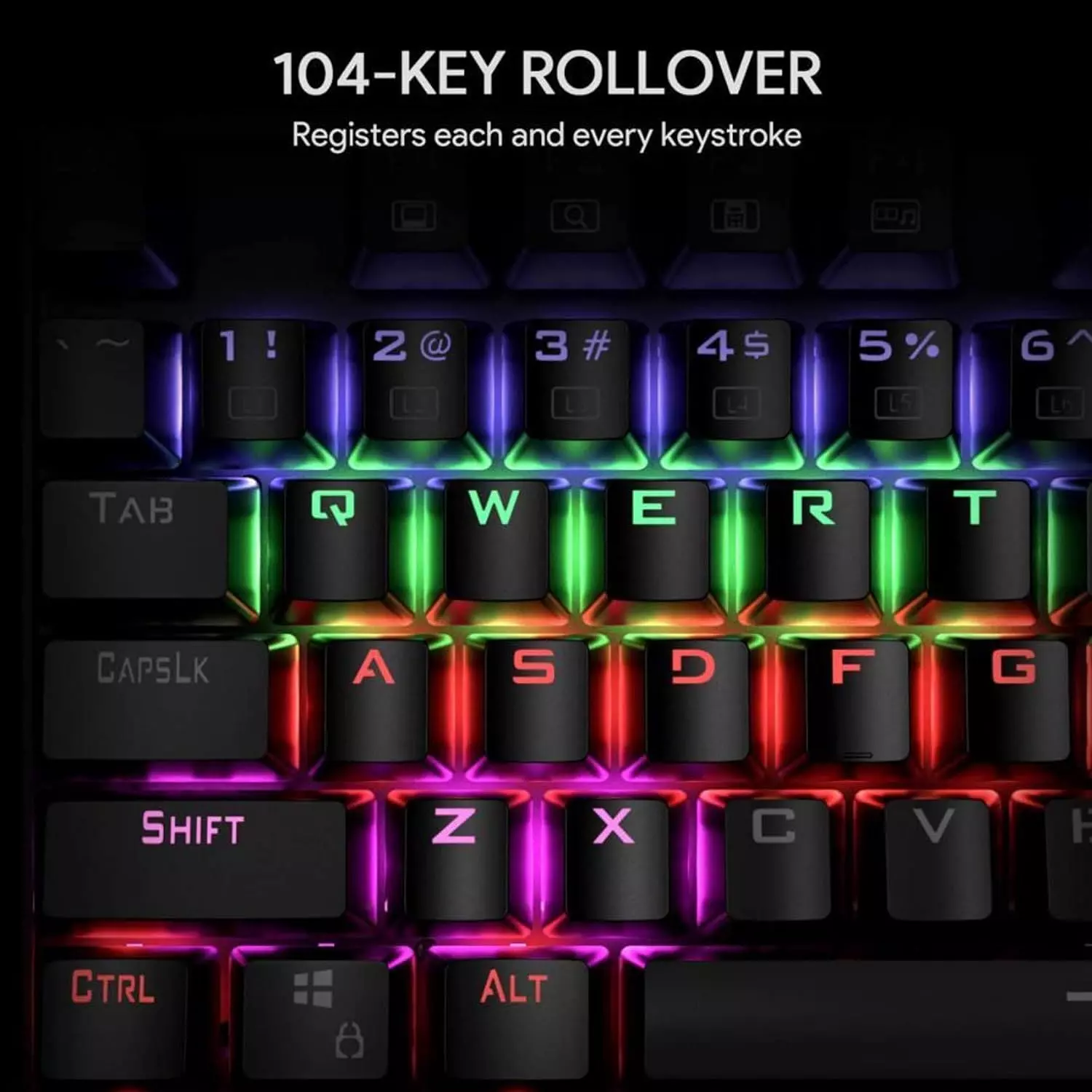 AUKEY KM-G6 Mechanical Keyboard with Backlit LED, 104 Keys, Black 5