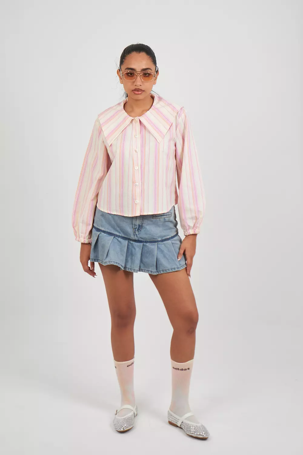 Blue-Vanilla Pan Collar Shirt  10