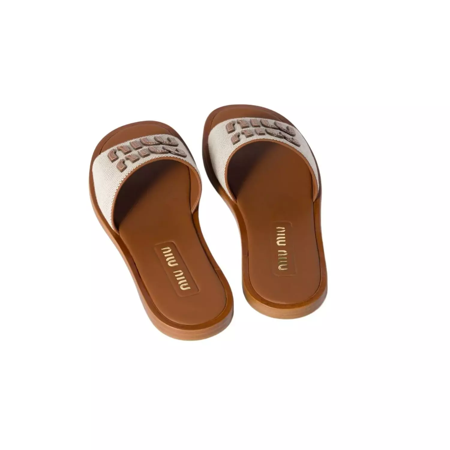 Miu miu Raffia-effect woven fabric slides 2