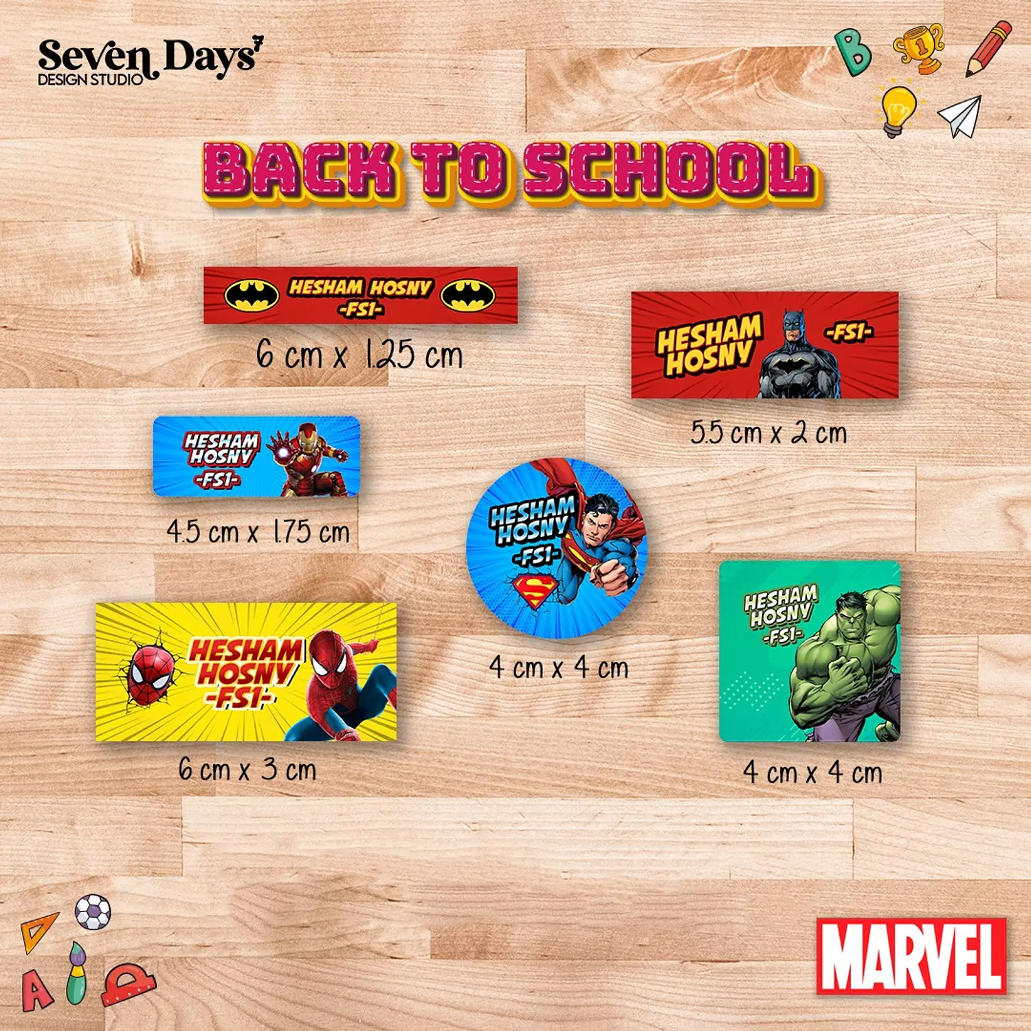 Marvel School Labels