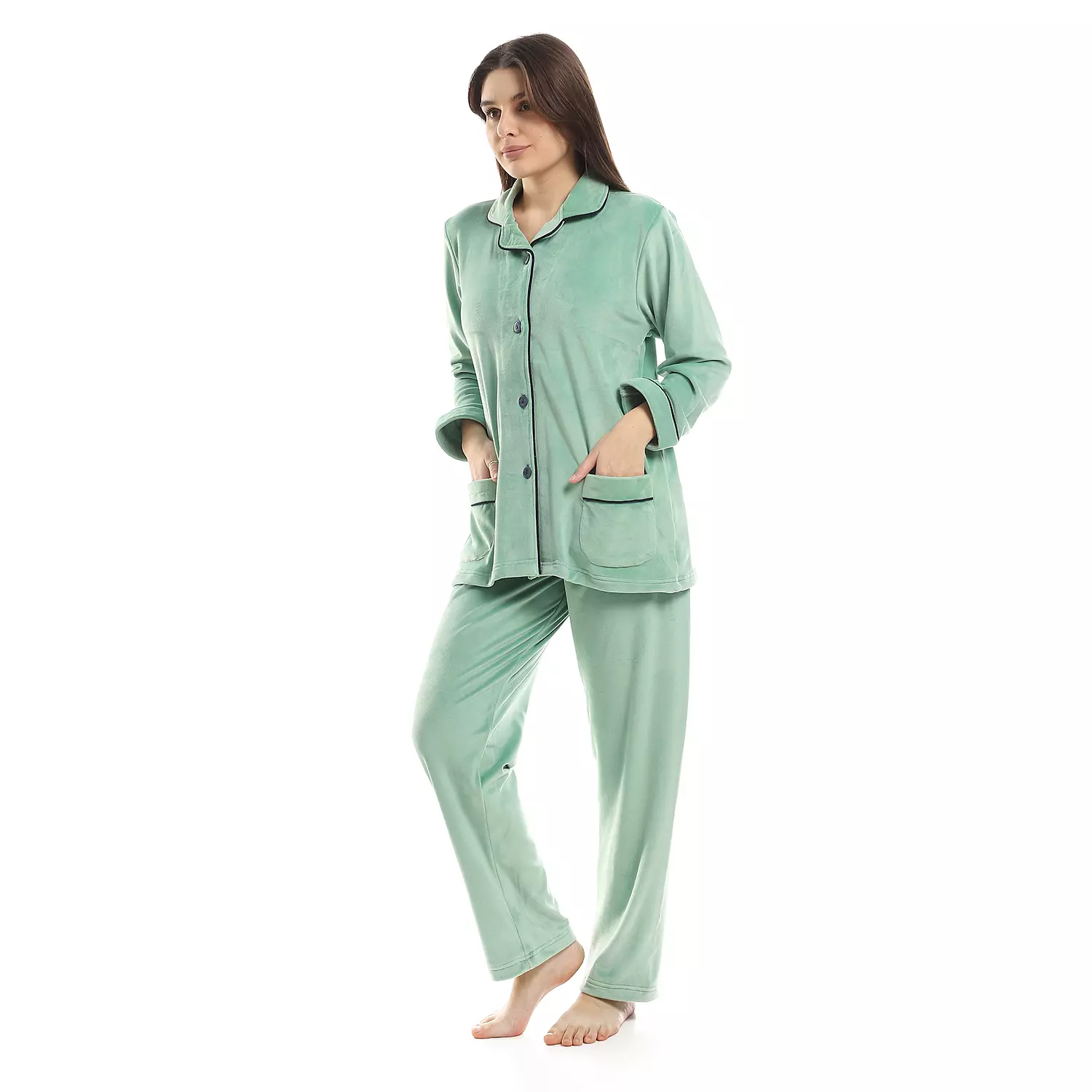 Shorto Women Pajama Classic Fleece material - 2505 - Green 2