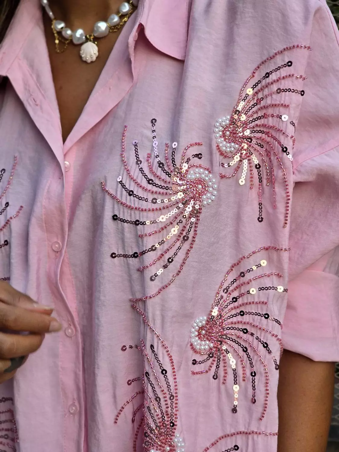 Pearl Strass Embroidery Chemise  3