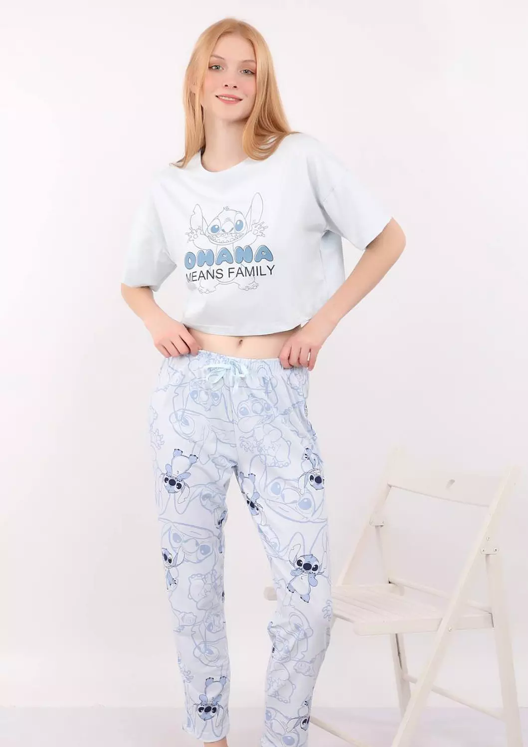 S125 Funny Stitch Full Length Pants Pajama Set  5