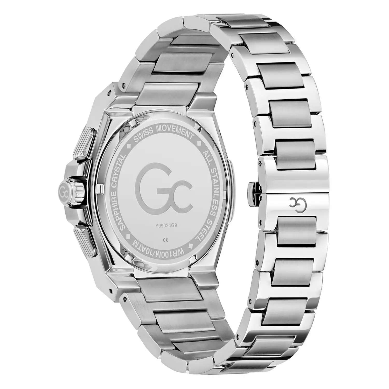 Gc Coussin Shape Chrono Metal Men Watch Silver Stainless Steel Bracelet 2