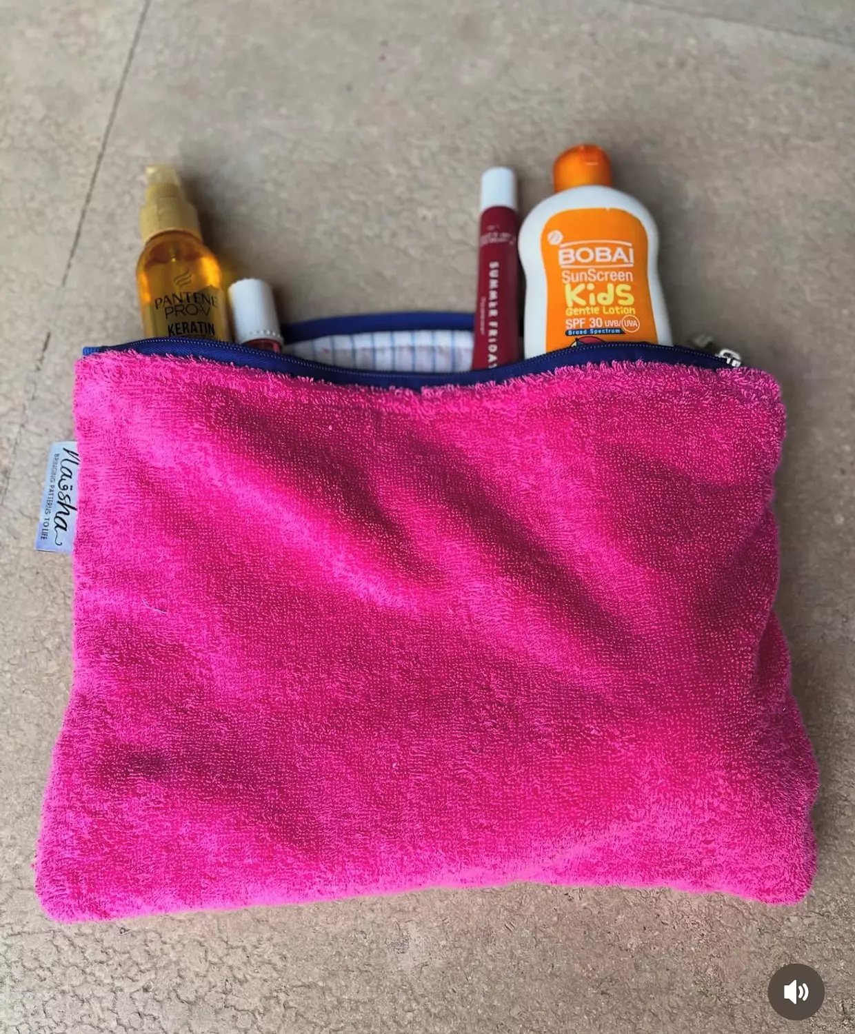 Fuchsia Towel Material Pouch image