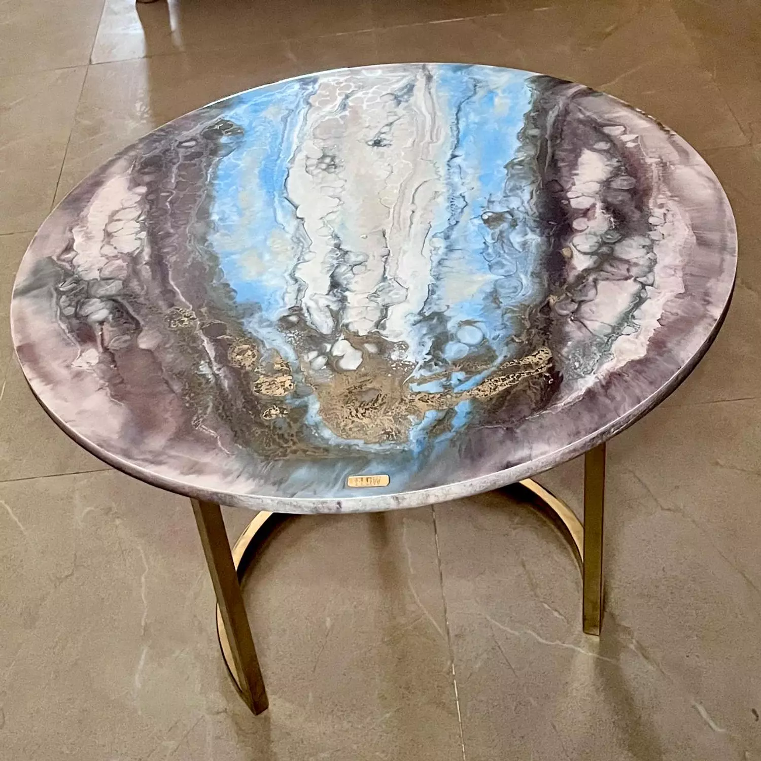 Light Blue & Maroon Center Tables set of 2 4