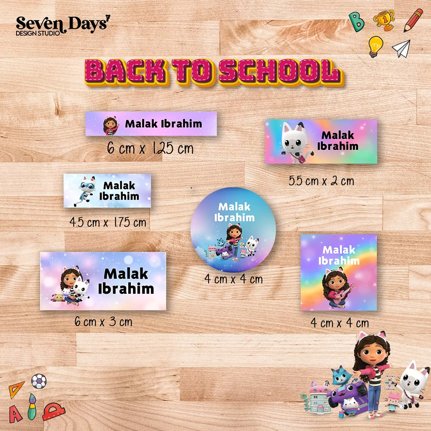 Gabby's Dollhouse School Labels