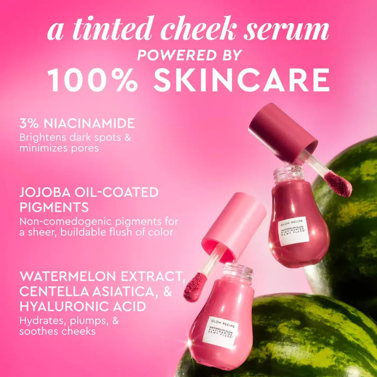 Glow Recipe  Watermelon Glow Niacinamide Dewy Flush - Brightening Serum Blush Color: Watermelon Flush - Natural Light Cool Tone PinkNEW 3